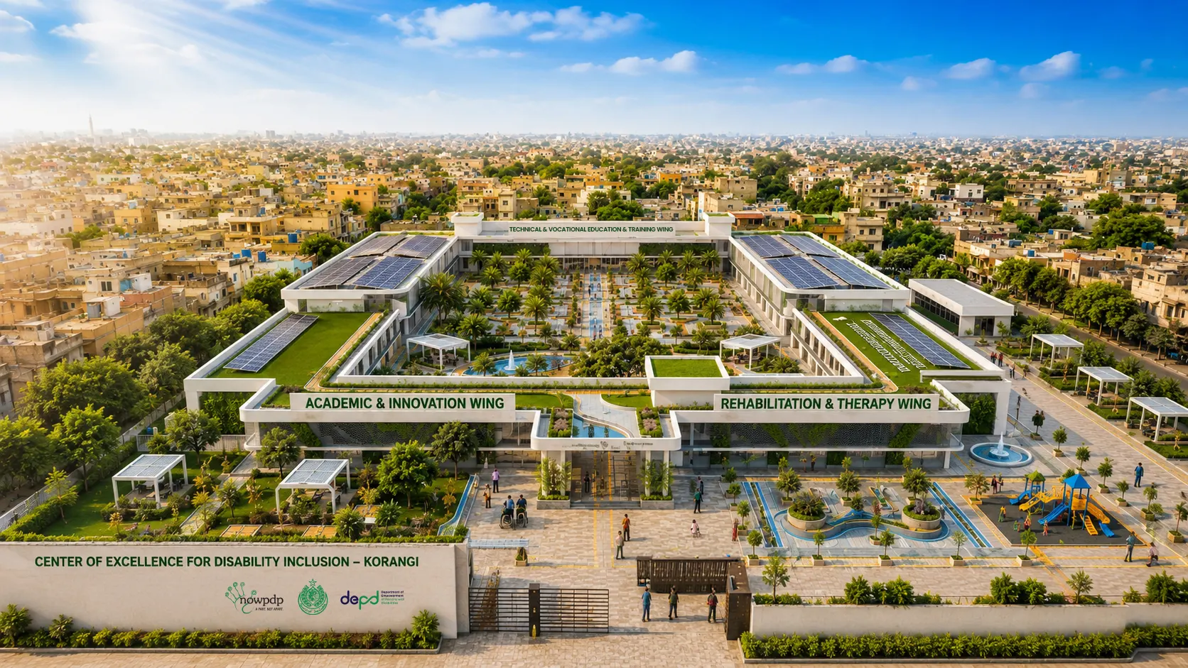 Aerial view of the CEDI Korangi campus