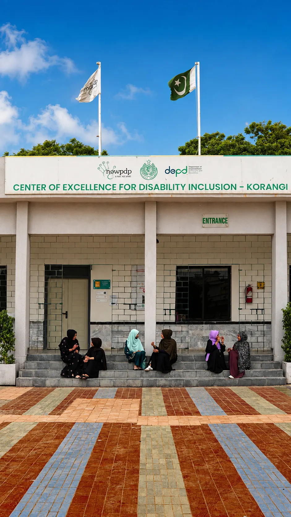 People gathered outside CEDI Korangi